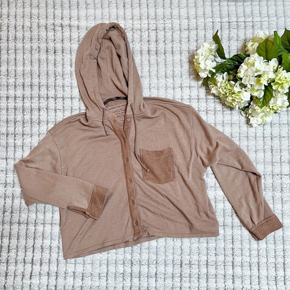 American Eagle Oversized Crop Hoodie - Picture 1 of 3